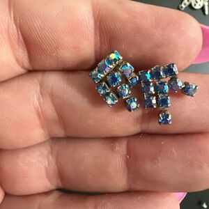 Vintage Sapphire Blue Cluster Earrings